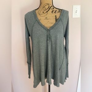 Free People We The Free Citrine Thermal Top Sage Green